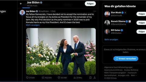 Biden schlägt Vize Harris als Ersatzkandidatin vor