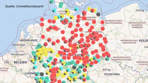 Miese Luft in Deutschland: Viele Messstationen zeigen Rot