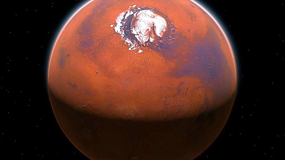 Monde und Temperatur des Planeten Mars