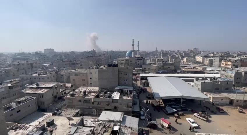 Smoke billows after Israeli strike on Rafah in southern Gaza Strip