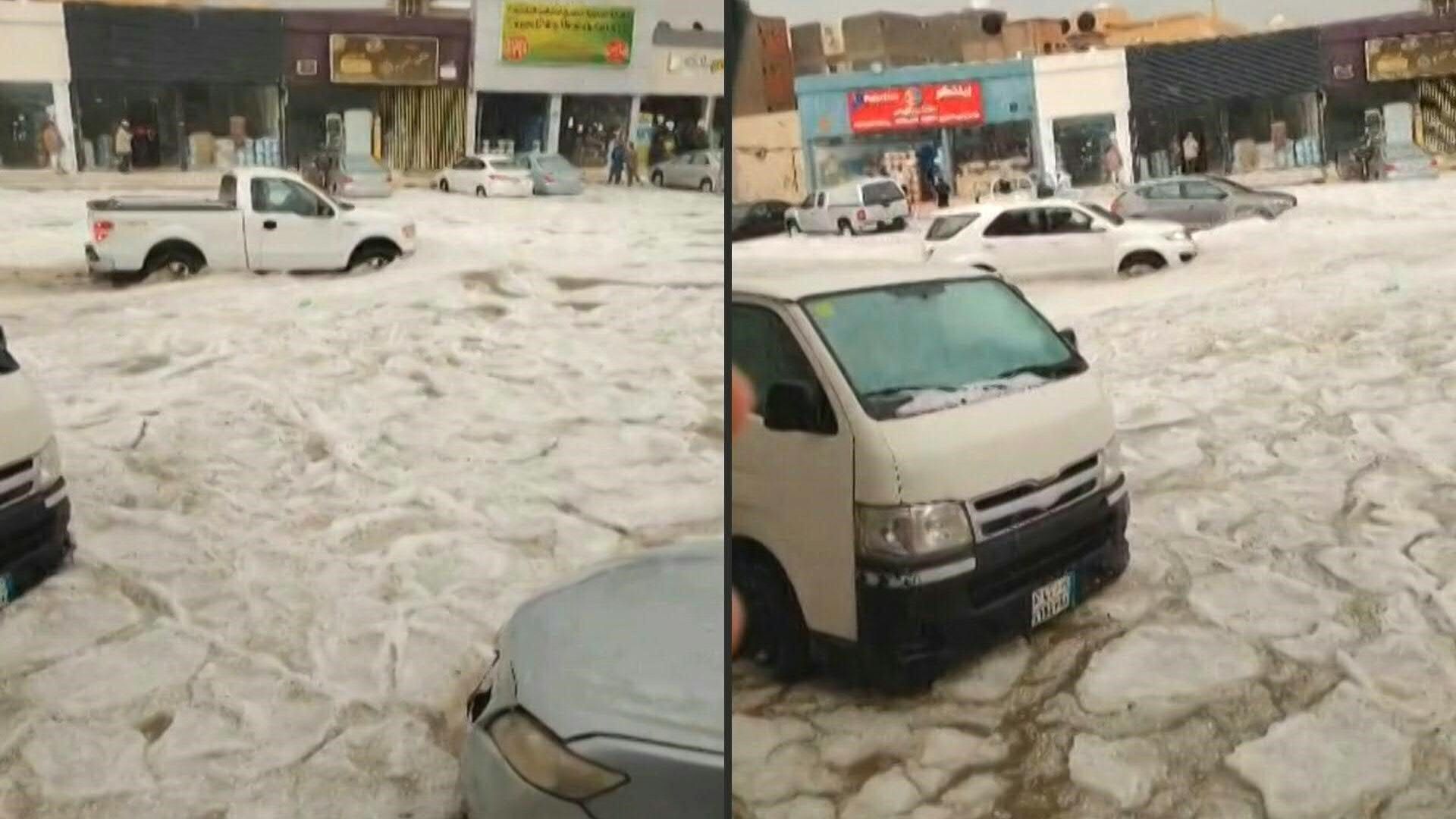 Hagelsturm sorgt für Verkehrschaos in Saudi-Arabien