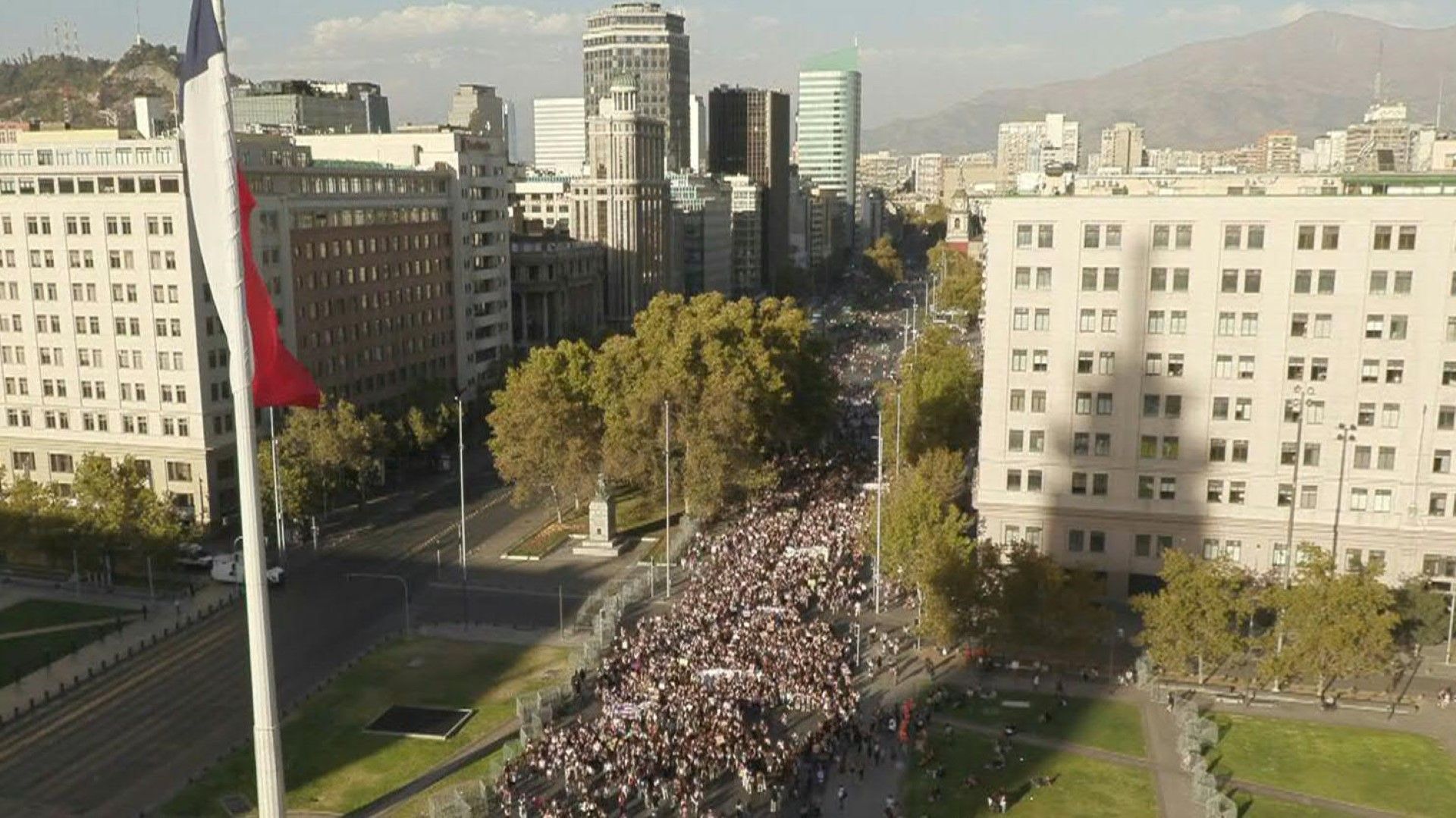 Hundreds of Chileans take to the streets of Santiago on International Women's Day