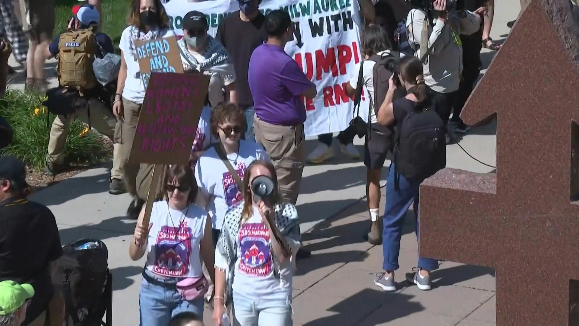Protest in Milwaukee on first day of Republican convention