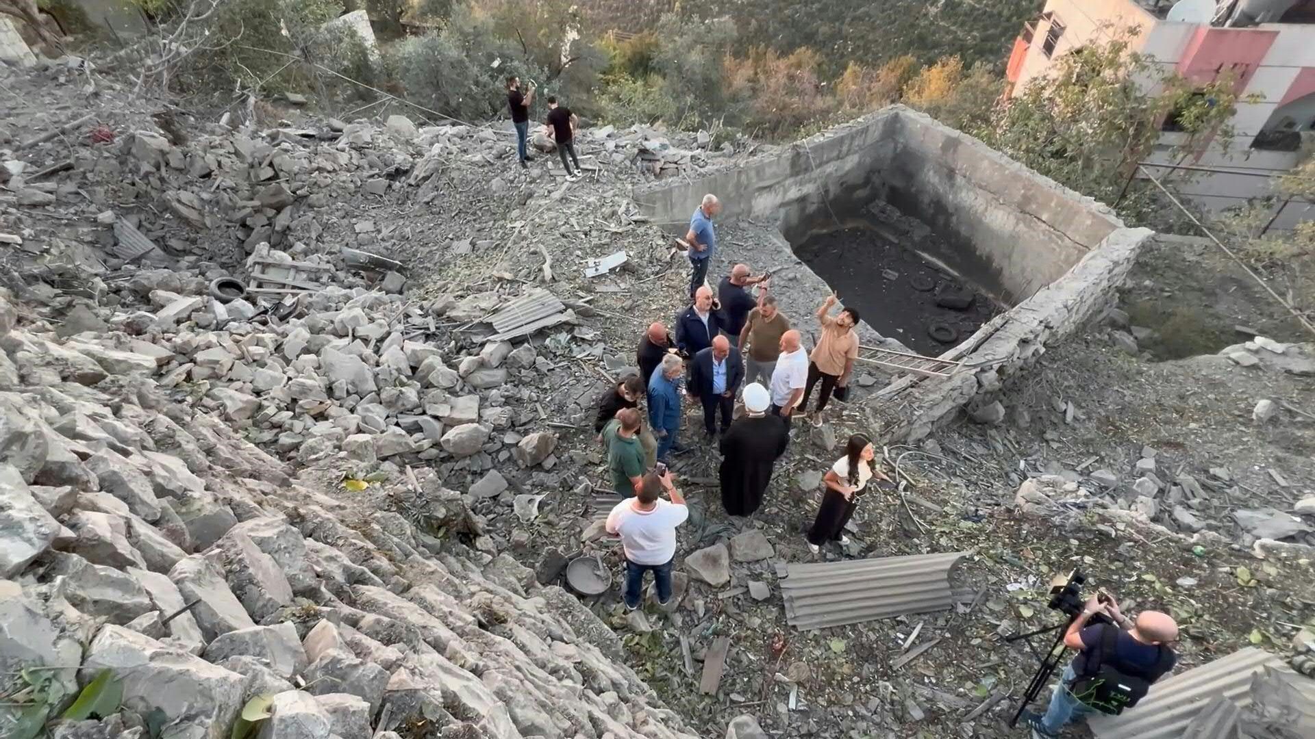 Destruction at site of Israeli strike near Lebanon's Byblos