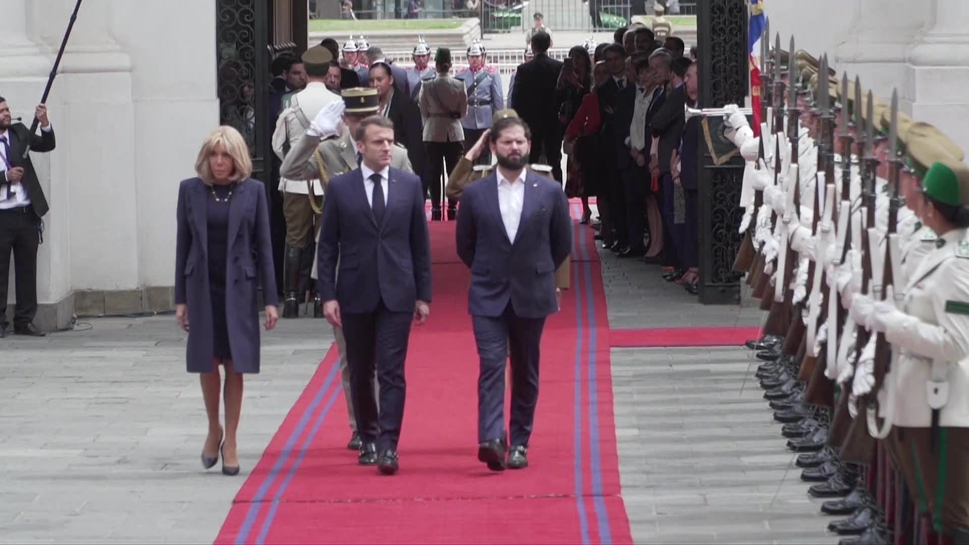 Macron meets Chile's Boric at La Moneda Palace in Santiago