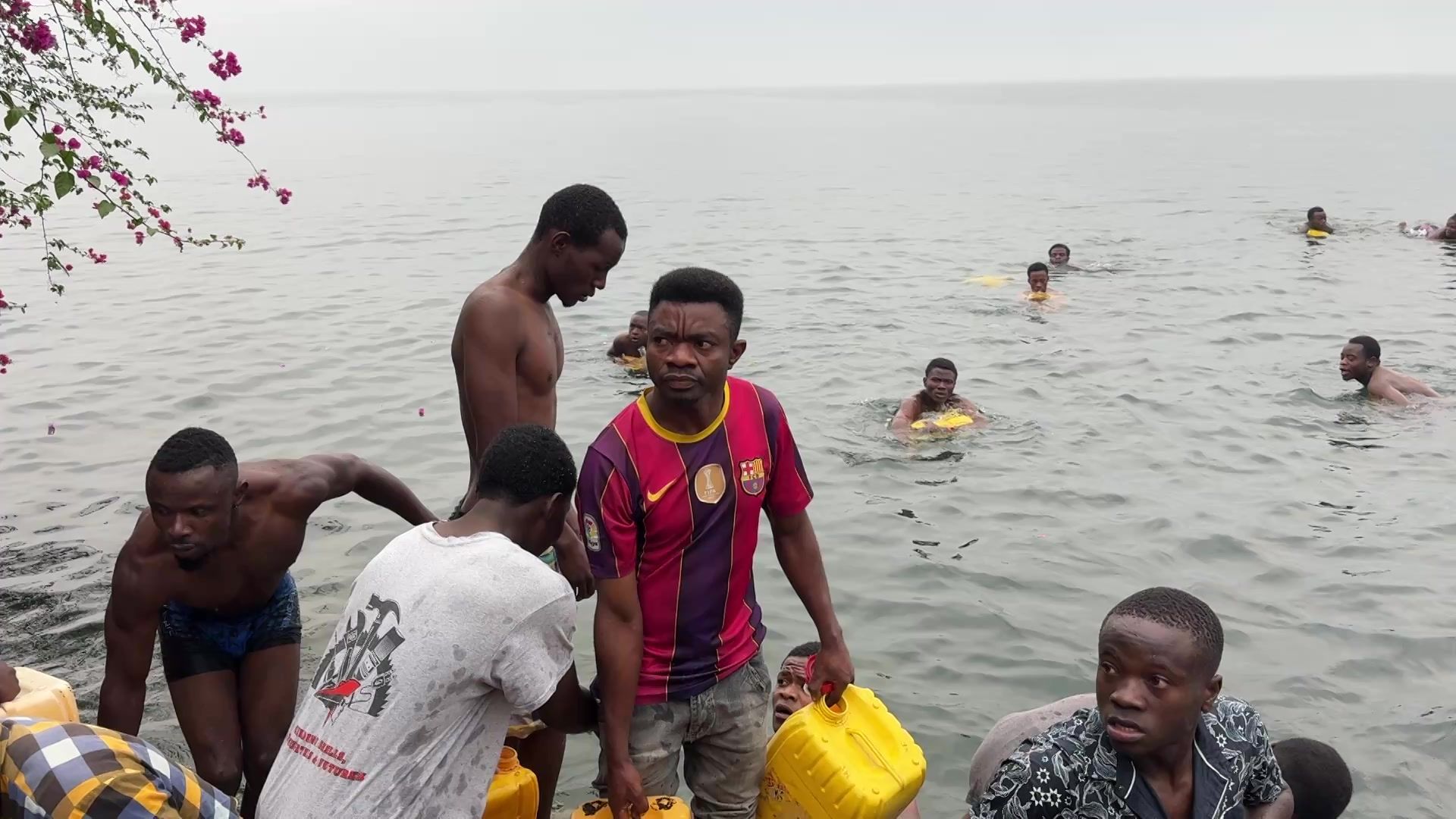 Water scarcity in Goma forces people to fetch their own supply from Lake Kivu