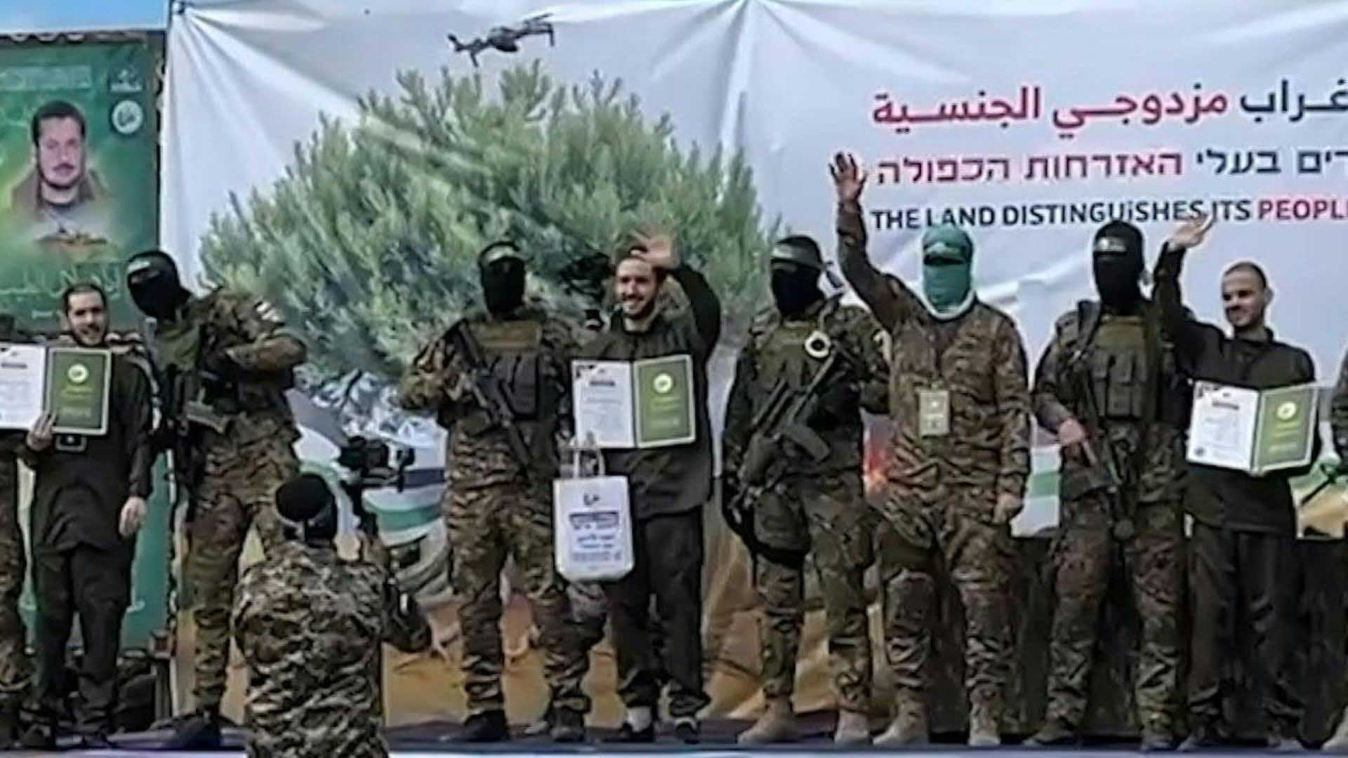Hamas hands over three Israeli hostages to the Red Cross in Gaza's Nuseirat
