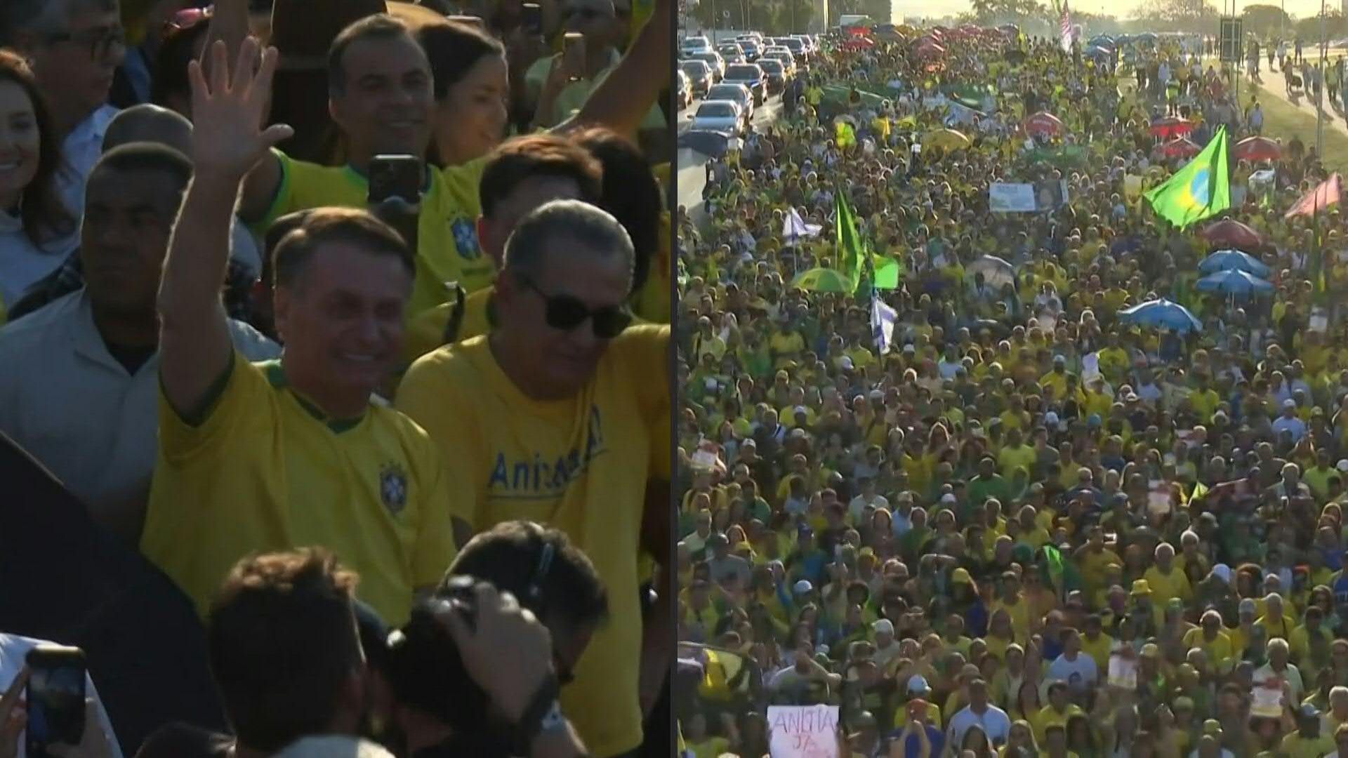 Bolsonaro leads rally demanding amnesty for supporters convicted of coup plotting