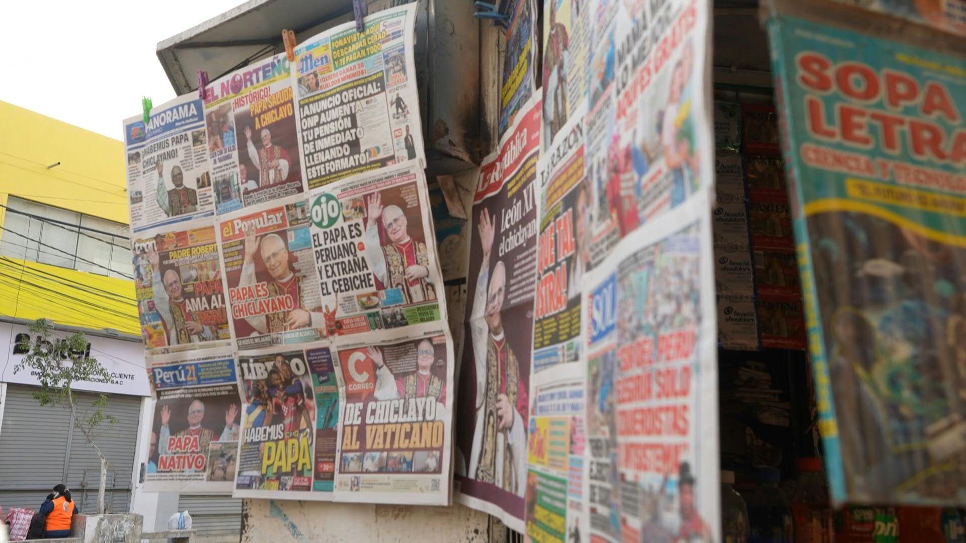 Newsaper front pages in Peru's Chiclayo claim Pope Leo as their own
