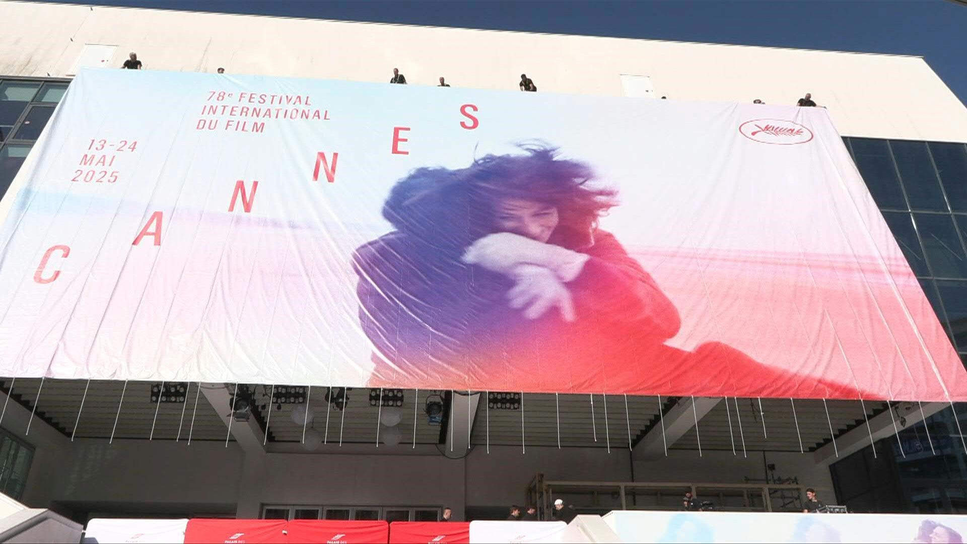 Cannes Film Festival: Installation of the official poster at the Palais des Festivals