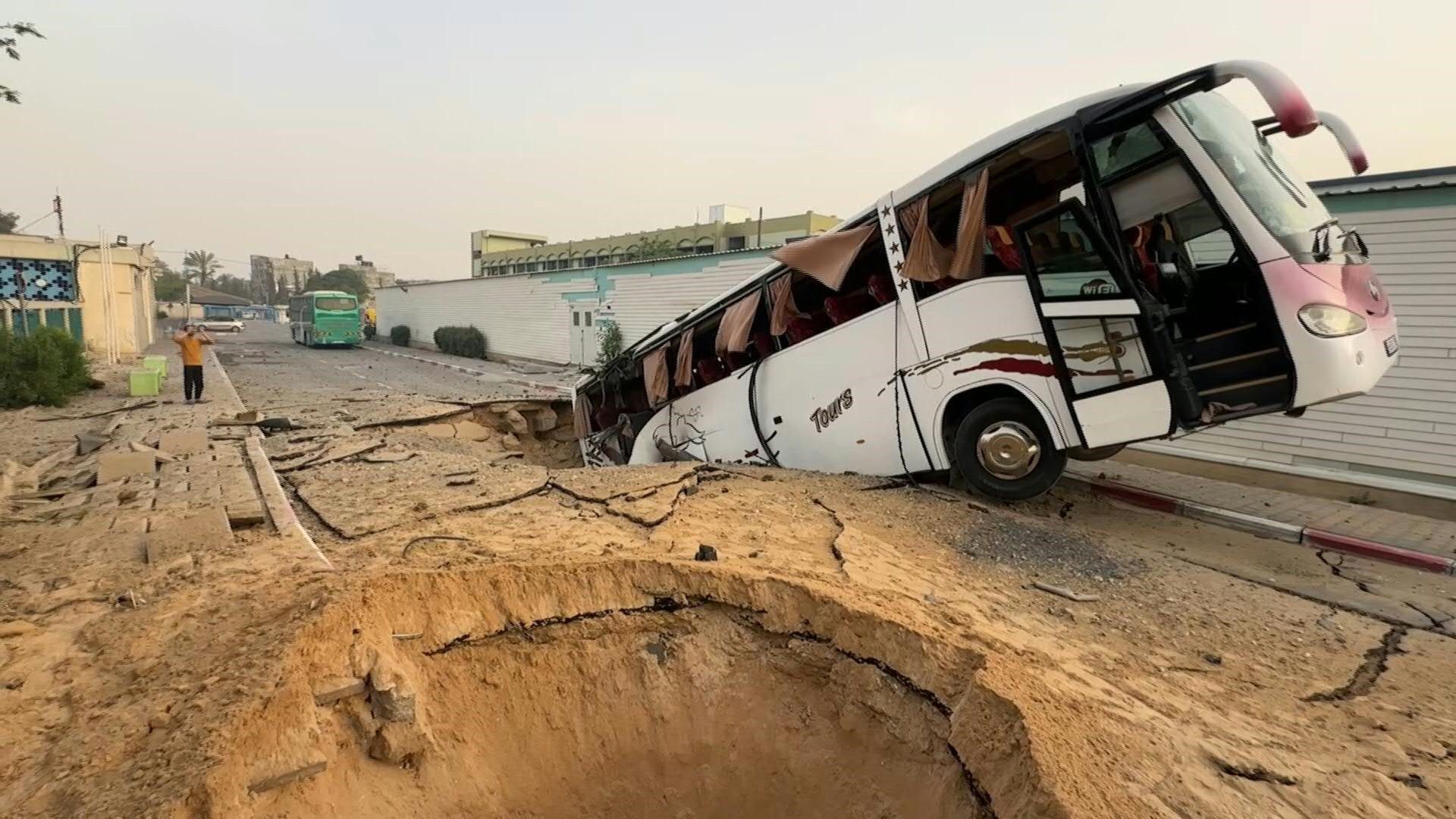 Aftermath of strike on Gaza's Khan Yunis