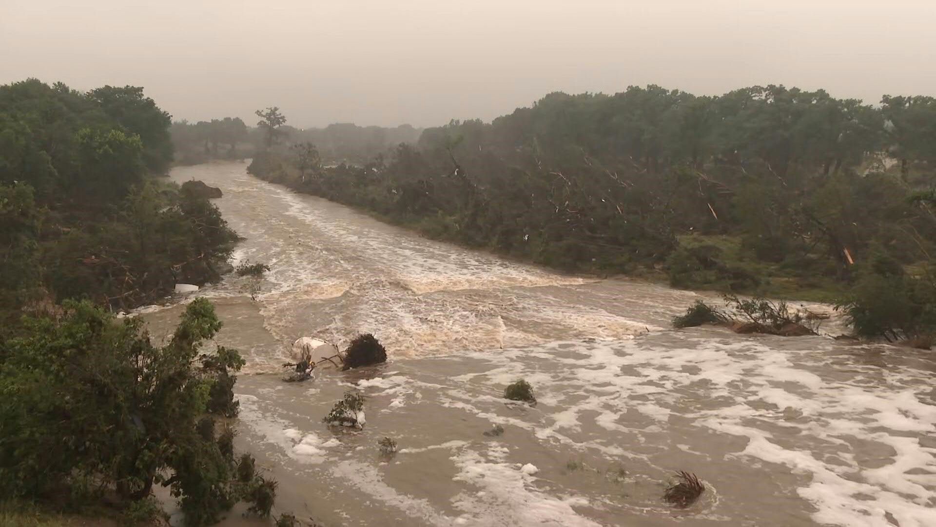 Devastating floods in Texas: banks of Guadalupe River burst