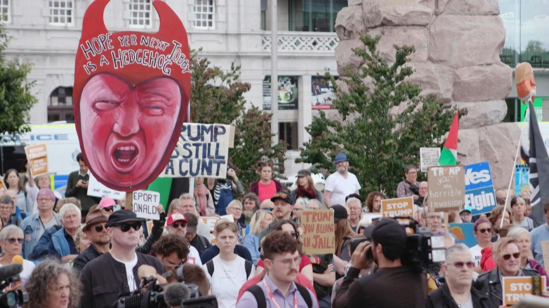 Hundreds in Aberdeen gather to protest visit of US President Donald Trump