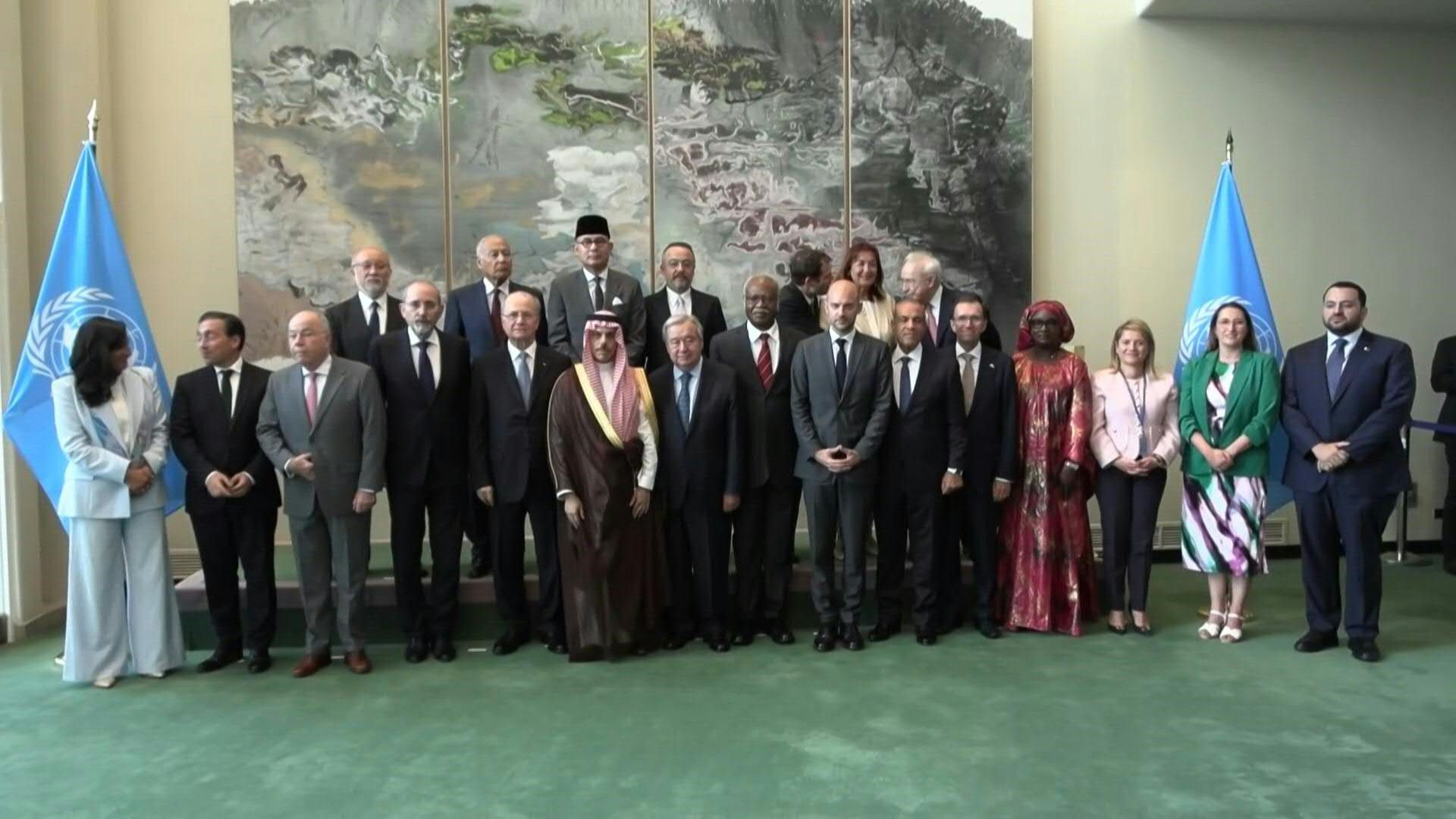 High level ministers take family photo at UN conference on two-state solution
