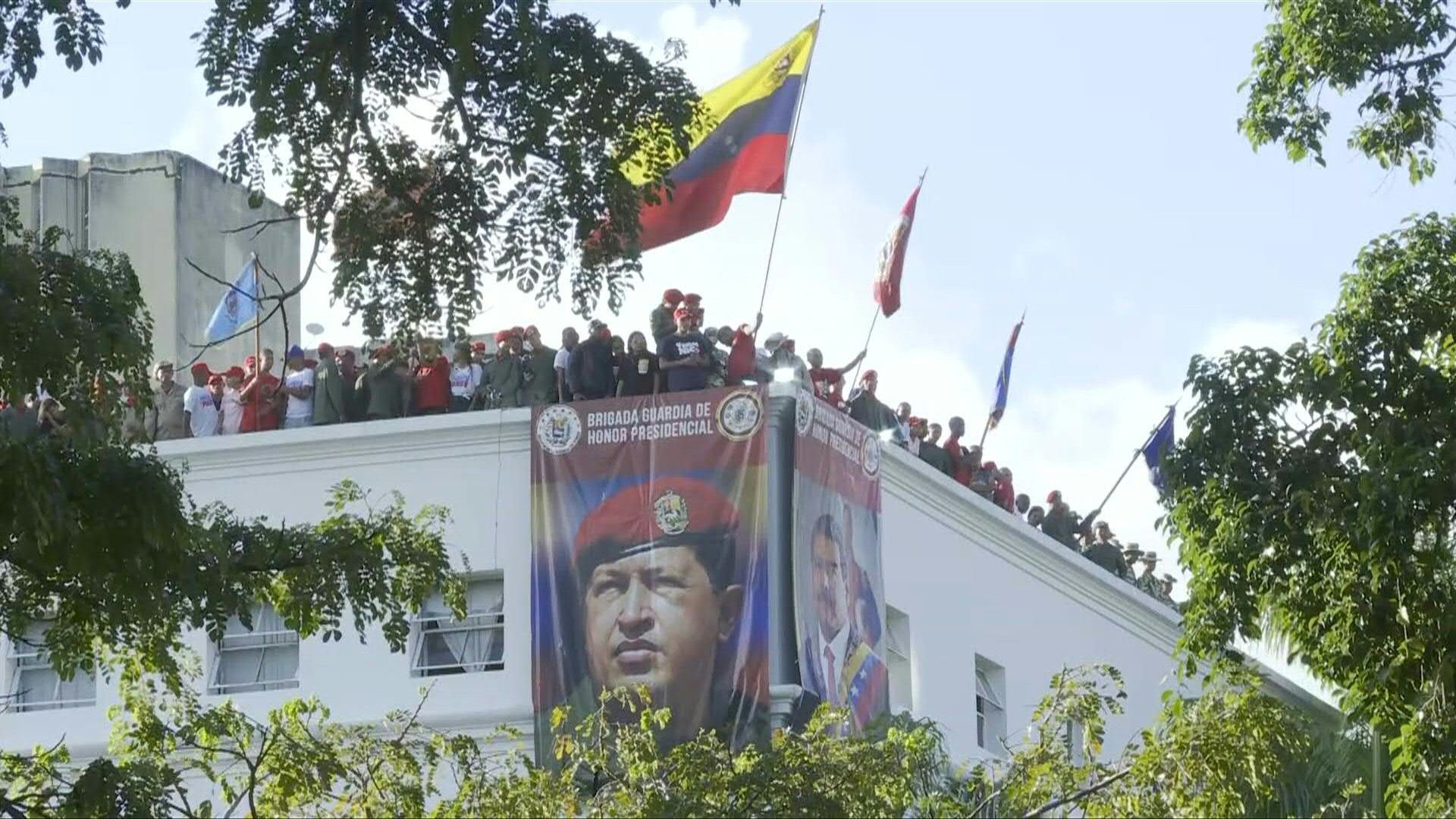 Video: Nicolas Maduro supporters gather to celebrate first anniversary of reelection as president