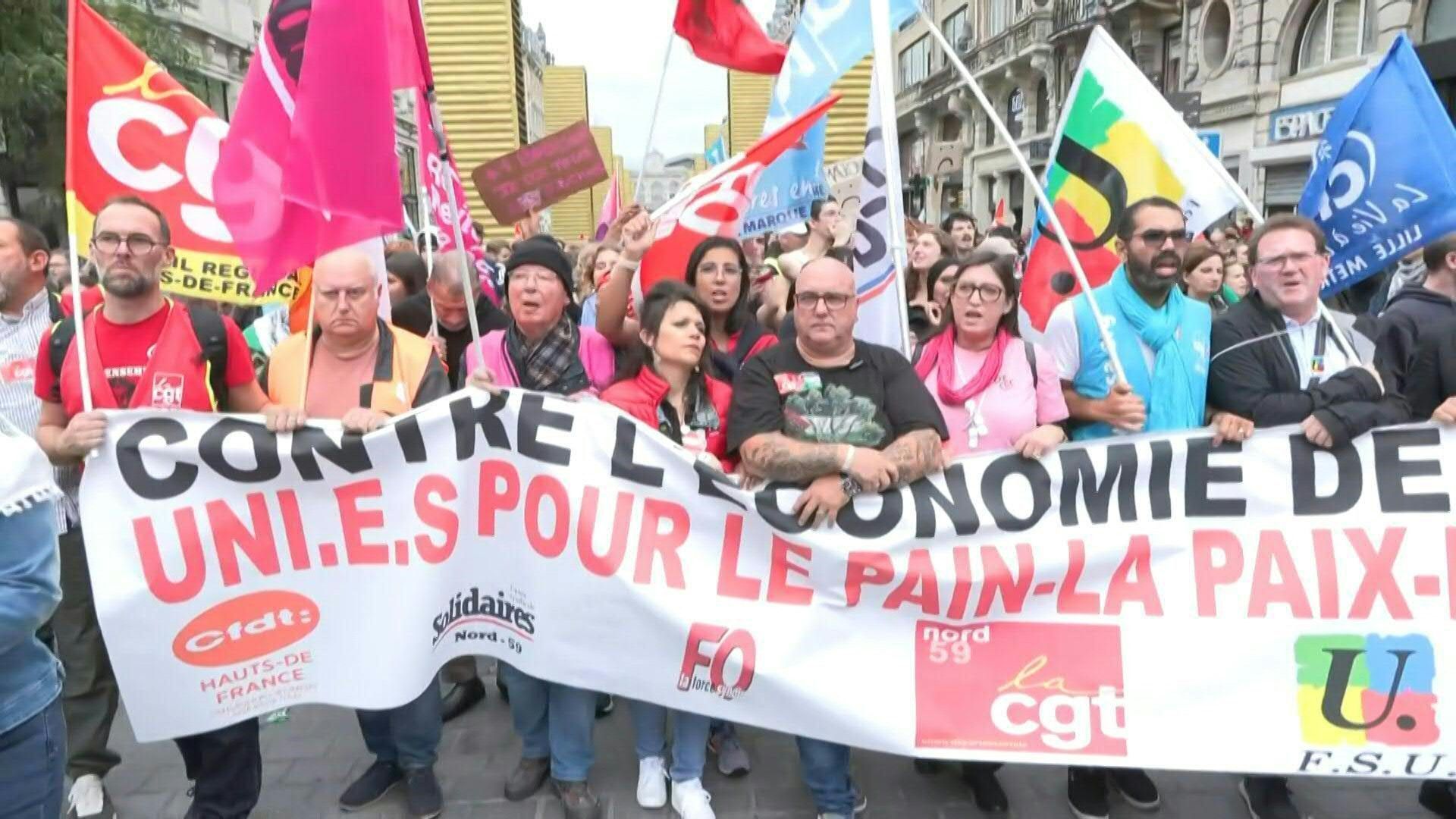 Thousands turn out in Lille as nationwide protests grip France