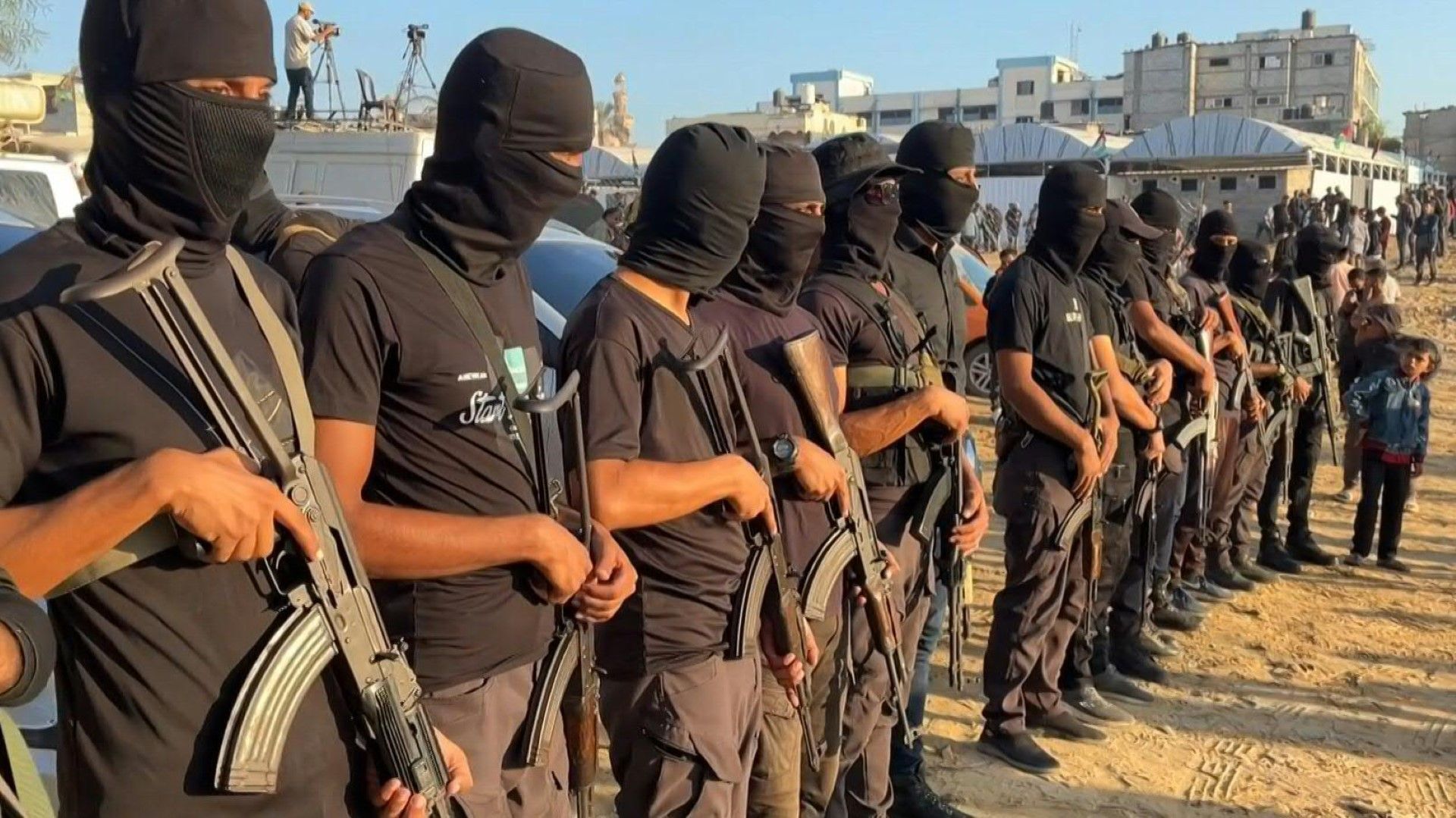 Video: Hamas militants in streets of Gaza's Khan Yunis amid expected hostage-prisoner exchange