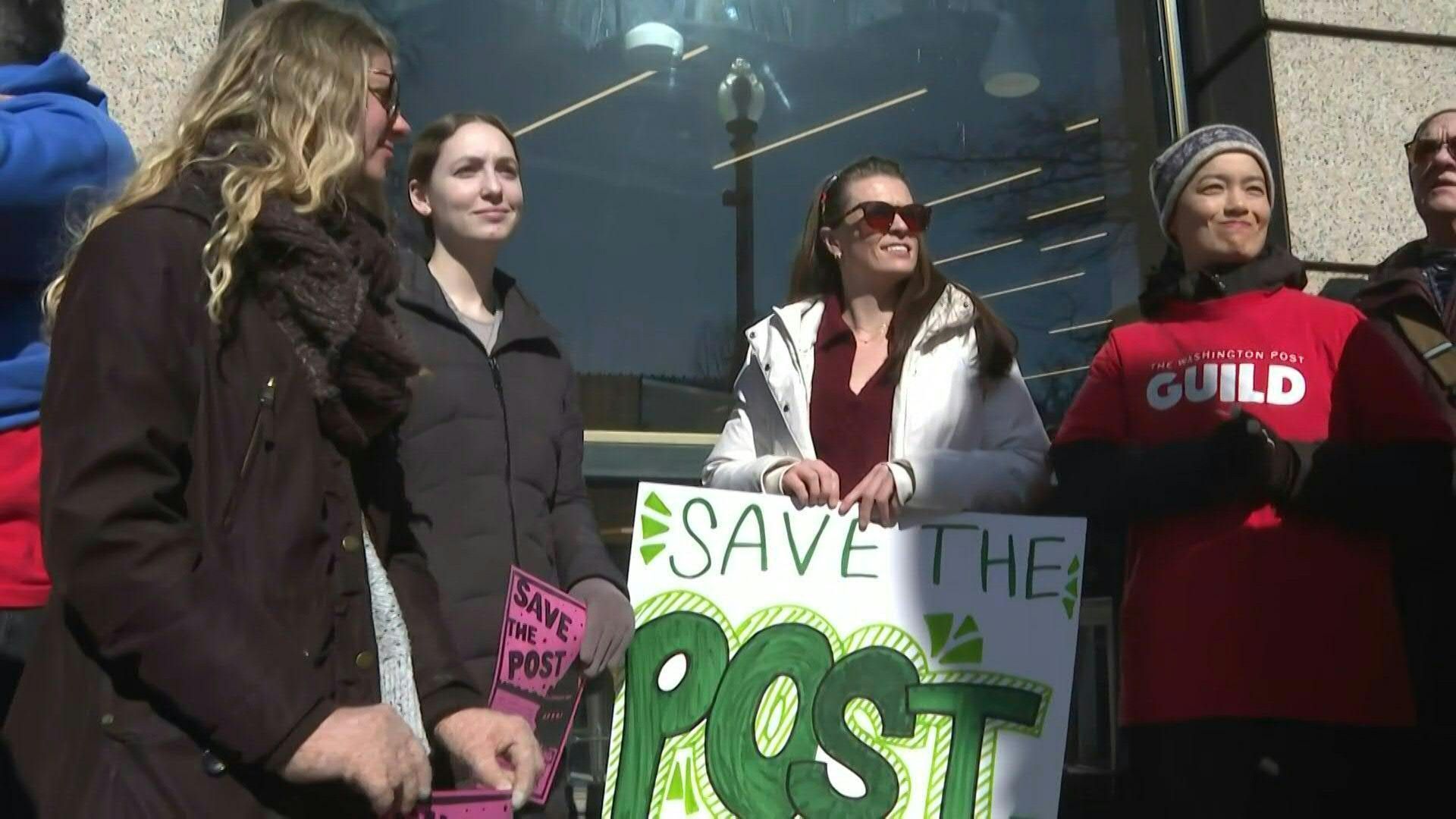 Video: People rally in front of the Washington Post following massive layoffs