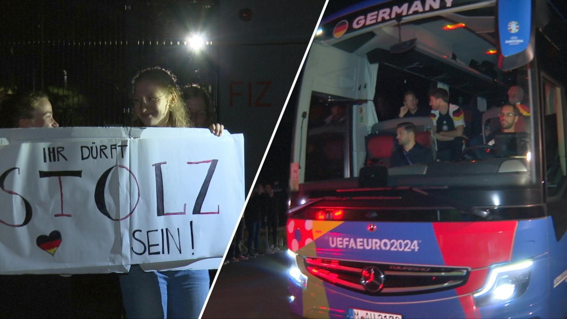 Nach EM-Aus: Fans feiern Nationalmannschaft bei Rückkehr