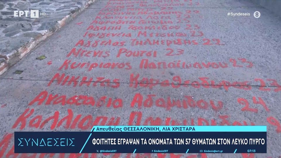 Τέμπη: Τα ονόματα των 57 θυμάτων της τραγωδίας γραμμένα παντού