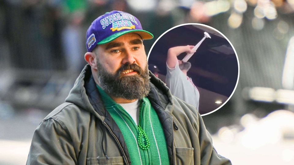 NFL: Jason Kelce ext Riesen-Cocktail und wird gefeiert