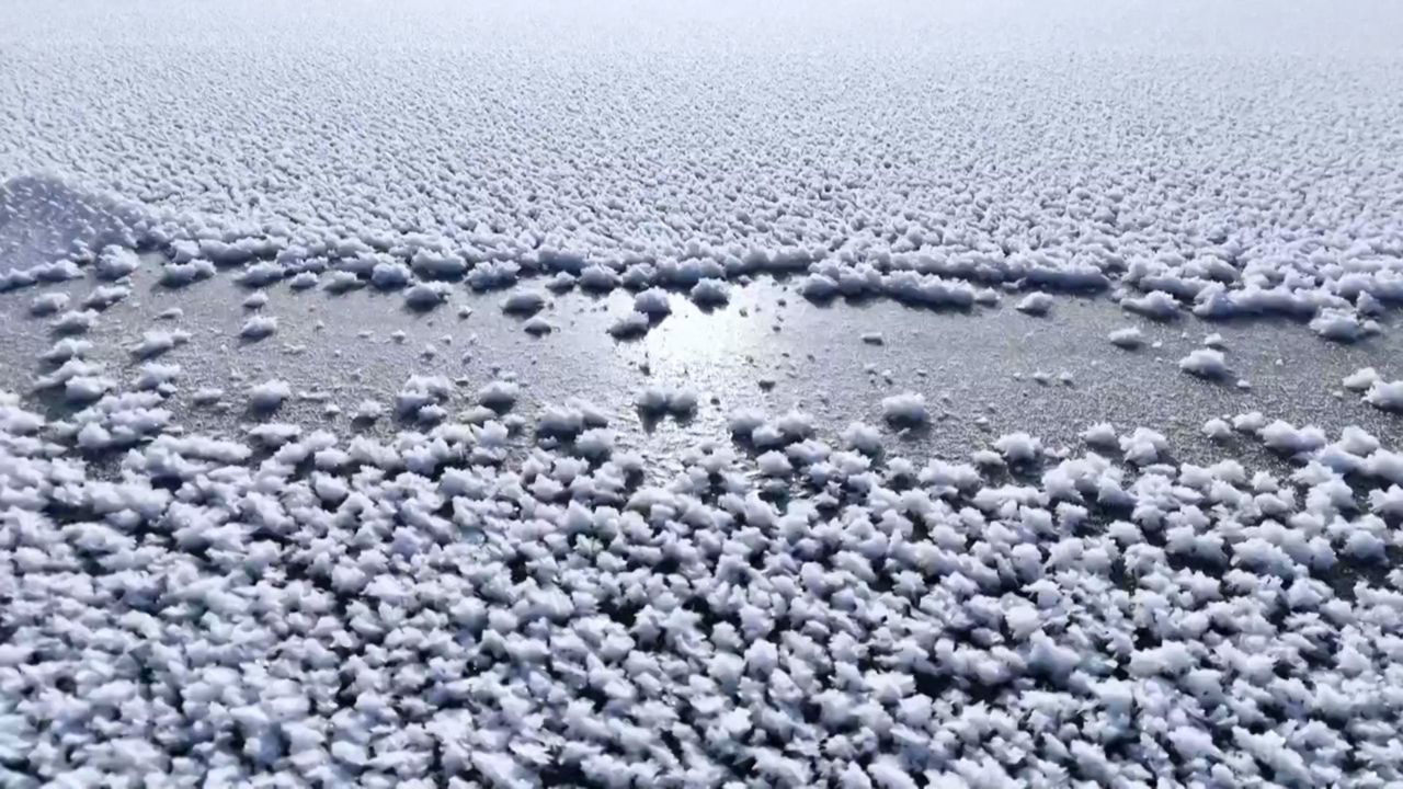 Zerbrechliche Miniaturwelt: Drohne filmt „Eisblumenblüte“ in Nordchina