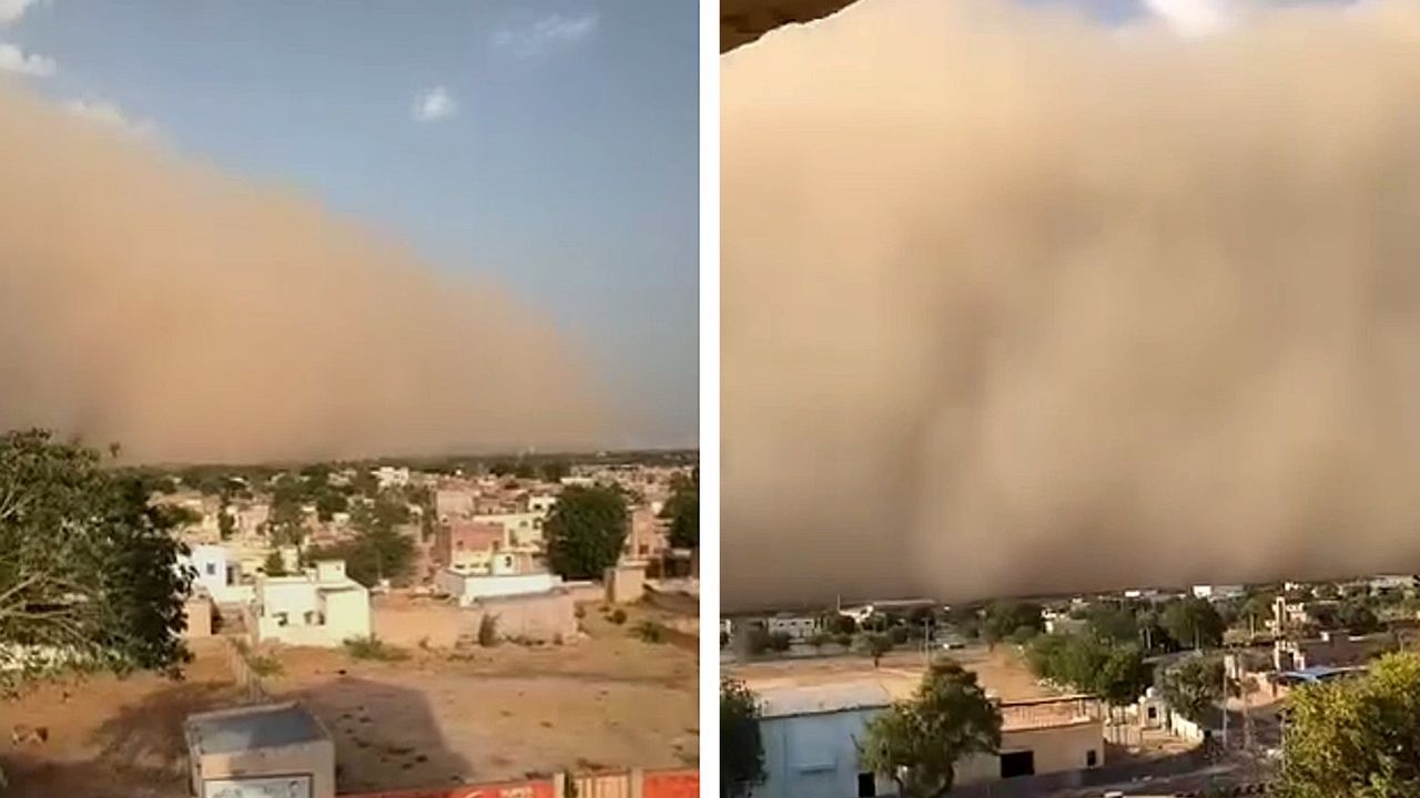 Bedrohlicher-Anblick-Apokalyptischer-Sandsturm-verdunkelt-Gro-stadt-in-Indien