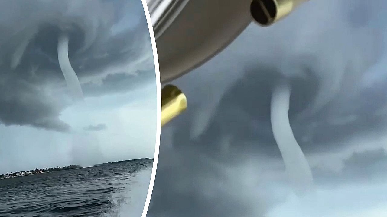 Szene wie aus einem Katastrophenfilm: Familie flieht vor Wasserhose