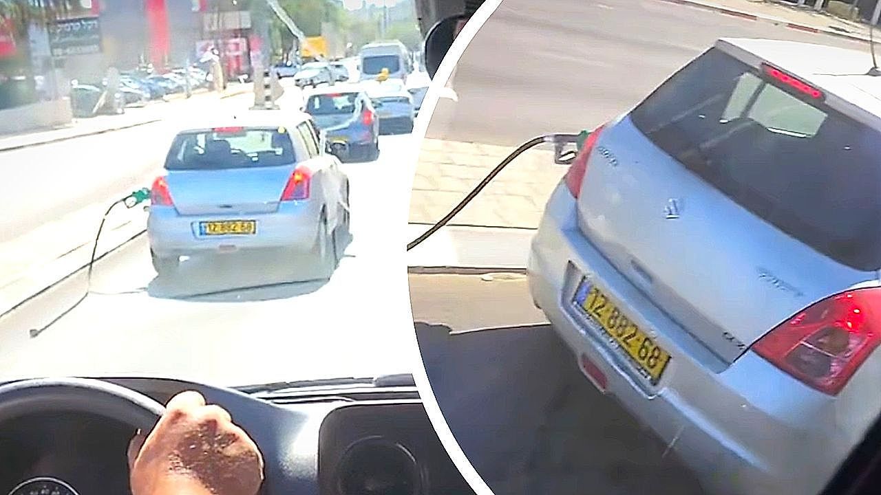 Video: Vergesslich: Fahrer fährt mit Zapfschlauch am Auto davon