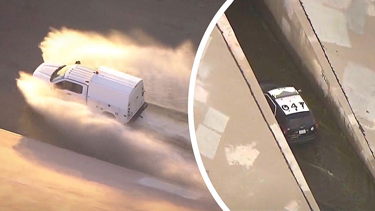 Video: Wilde Verfolgungsjagd in L.A.: Autodieb verschwindet in Abwassertunnel