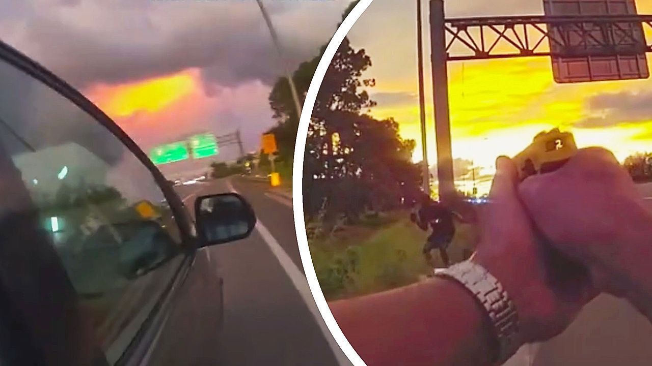 Video: Schnell geschaltet: Polizist in Florida nimmt per Anhalter Verfolgung auf