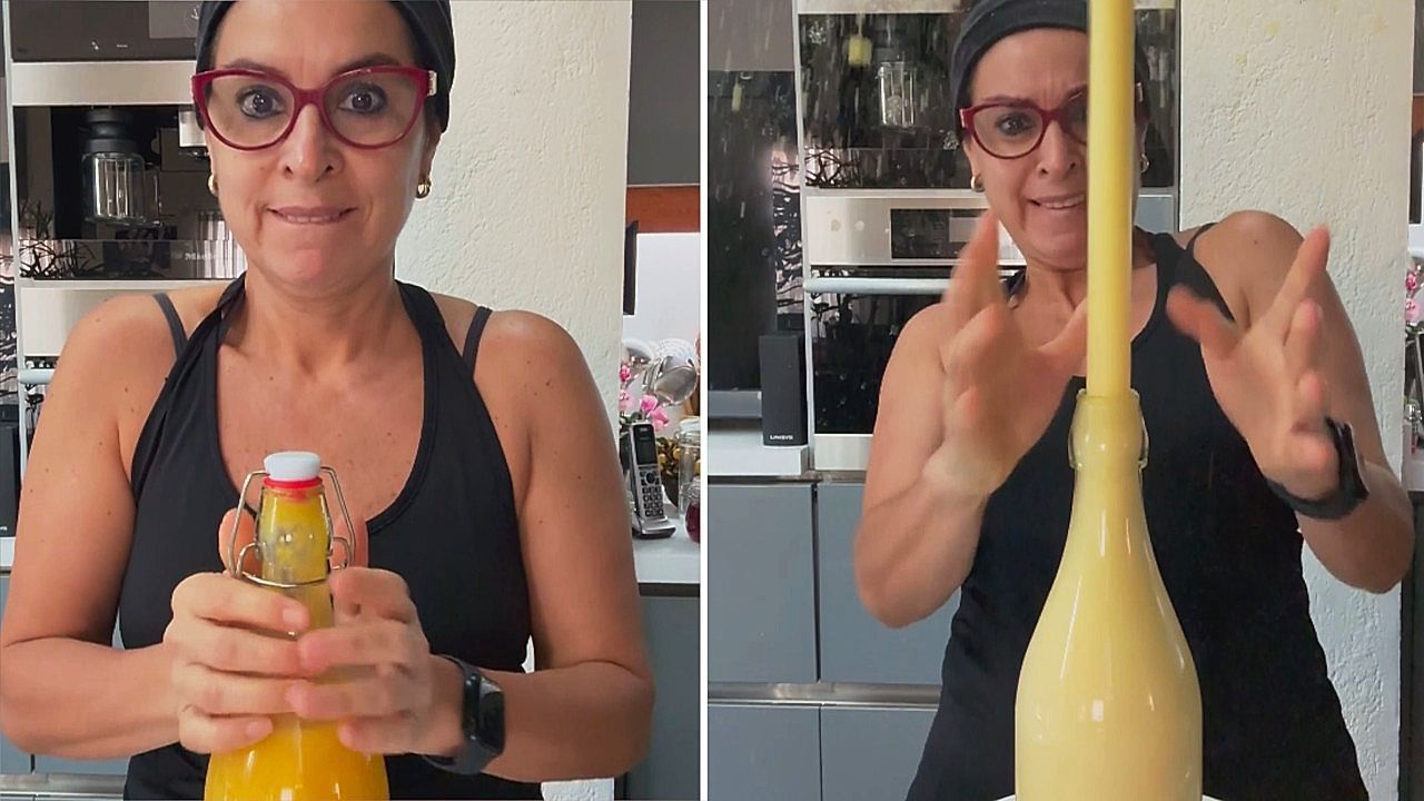 Video: Explosion – Mango-Smoothie fliegt Influencerin um die Ohren