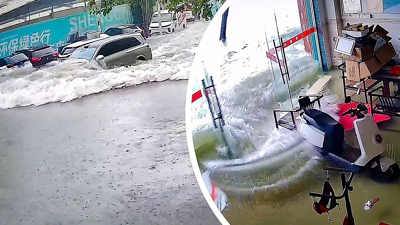 Durch Überschwemmung gepflügt: E-Auto löst Mini-Tsunami aus