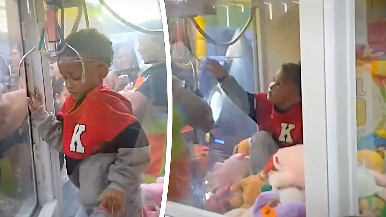 Four-year-old boy rescued after climbing into claw machine for toy in Brazil