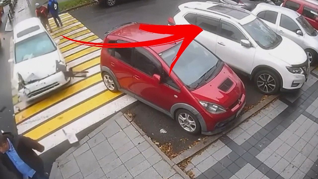 Out-of-control car damages at least ten vehicles in dramatic parking lot crash