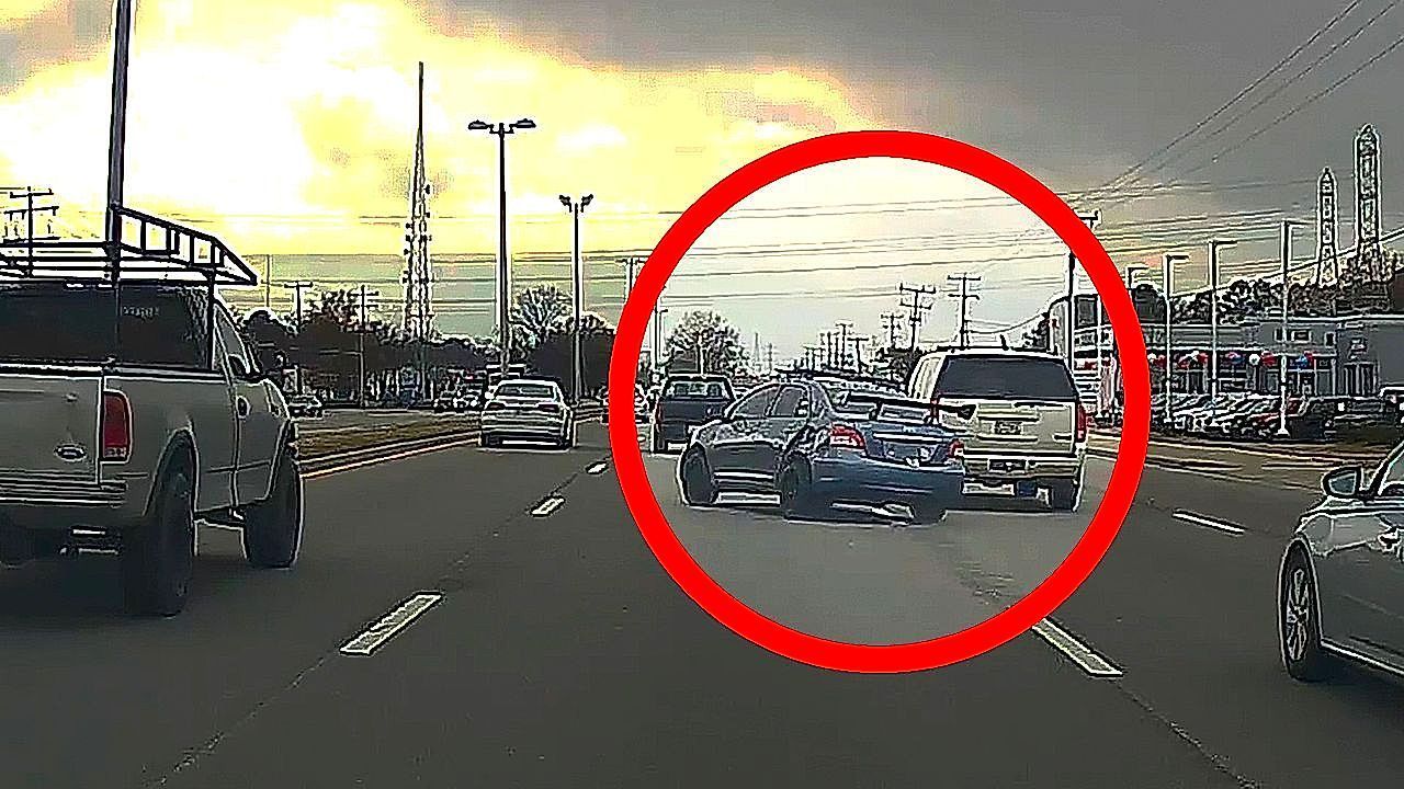 Video: Wild hit-and-run attempt unfolds in broad daylight in front of a police patrol