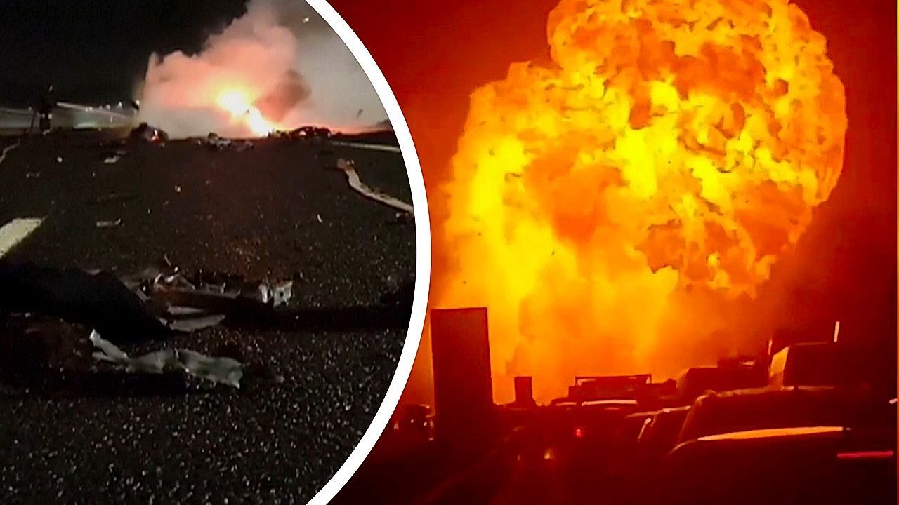 Video: Unfall mit Gaslaster: Explosion auf italienischer Autobahn
