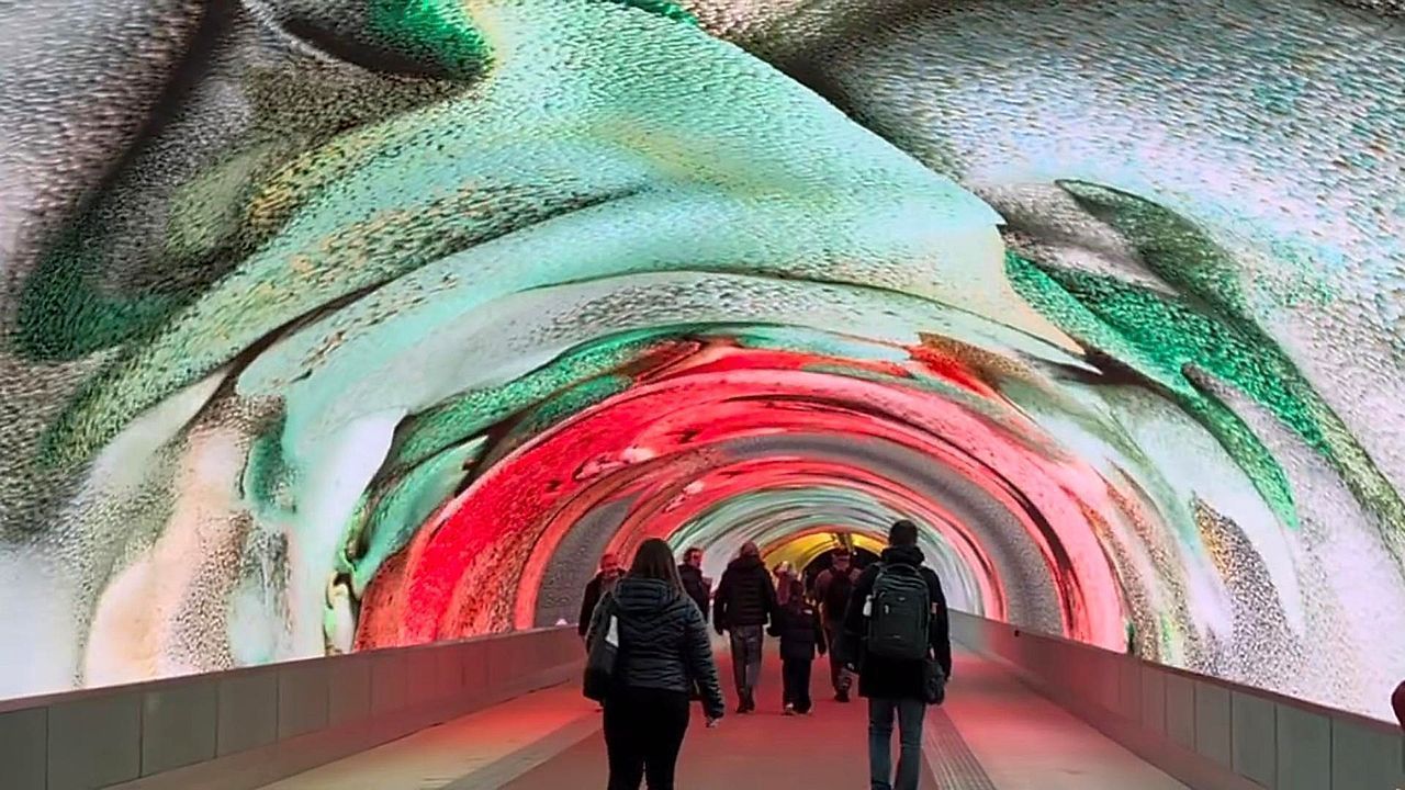 Video: Europe's biggest digital gallery with waves of AI-generated colours unveiled inside former shelter