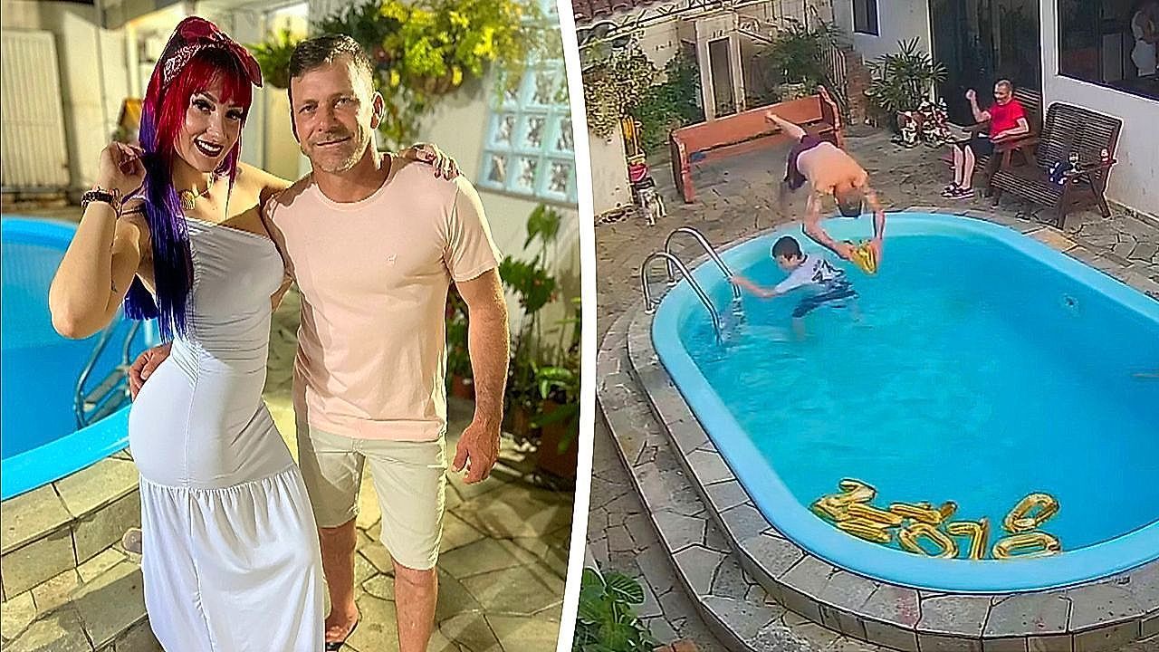 Video: Quick-thinking wife saves husband after pool dive goes wrong