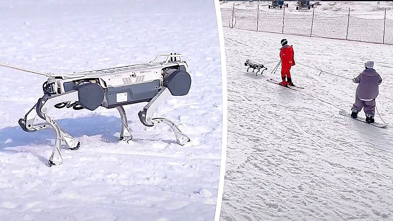 Video: Futuristischer Wintersport: In China ziehen Roboter Skifahrer