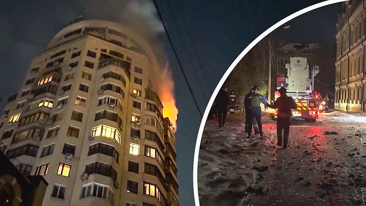 Video: Wohngebäude brennen: Russland überzieht Ukraine mit Drohnen und Raketen
