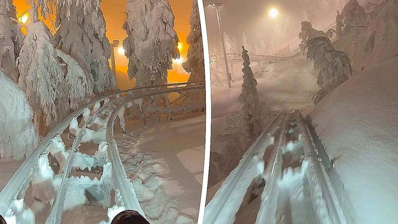 Video: Teen speeds alpine coaster, leaving his mother screaming down icy track