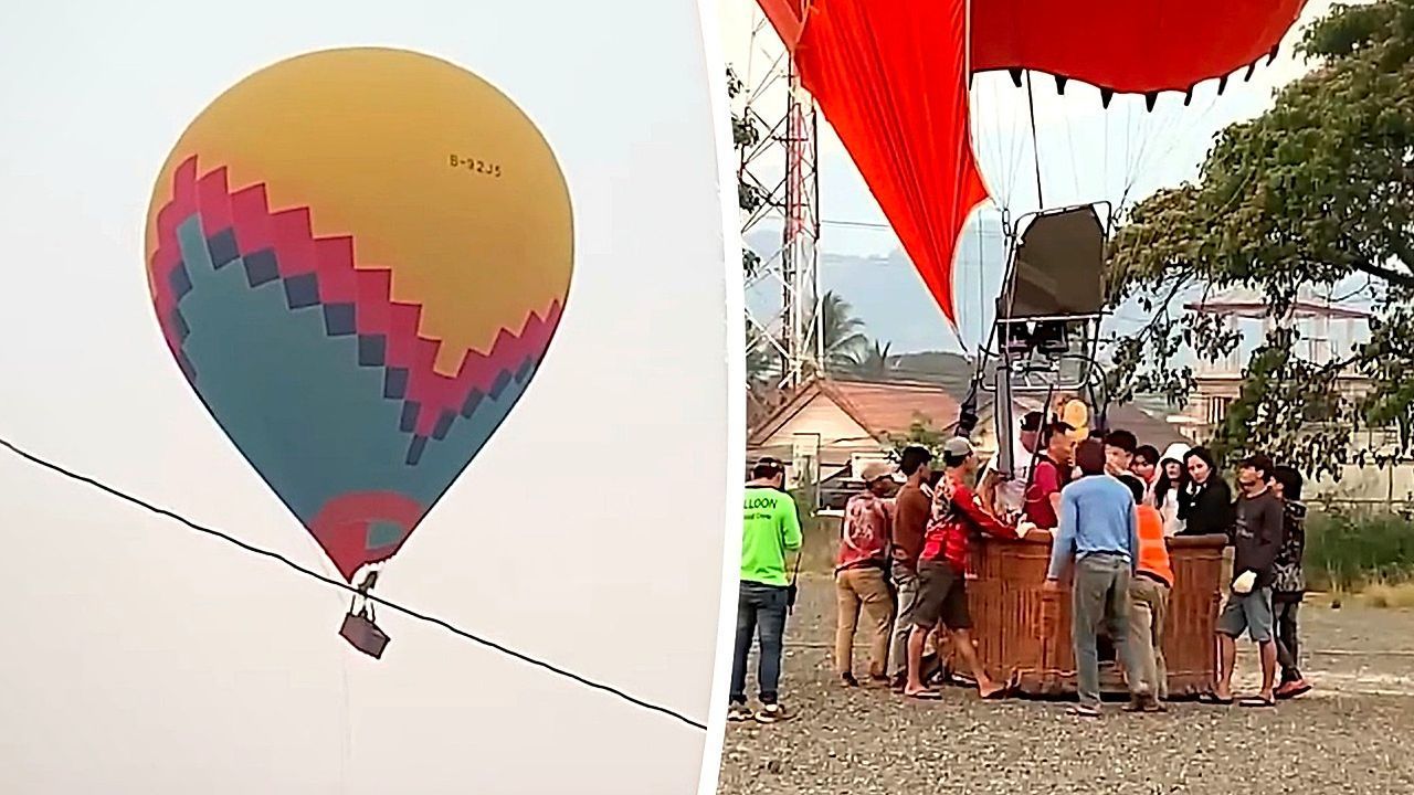Video: Gefährliche Berührung: Heißluftballon in Laos streift Stromleitungen