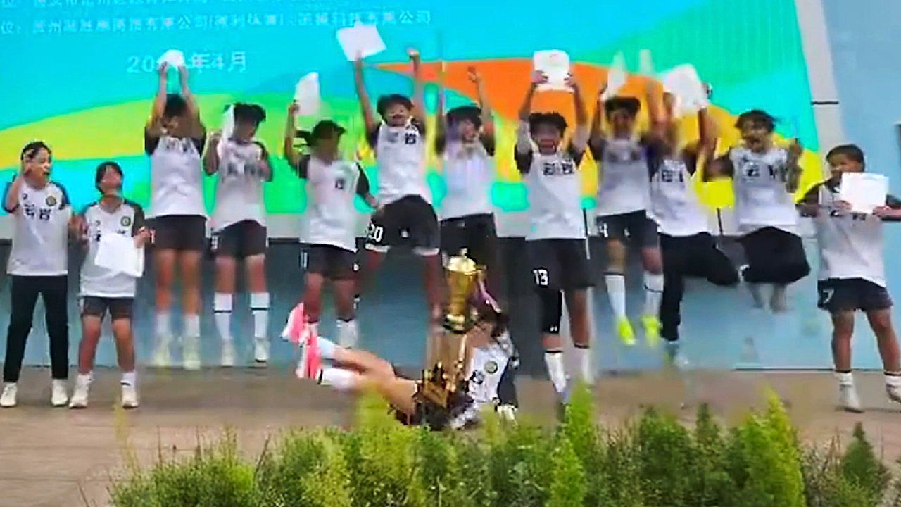 Video: Celebration moment takes unexpected turn during team victory moment