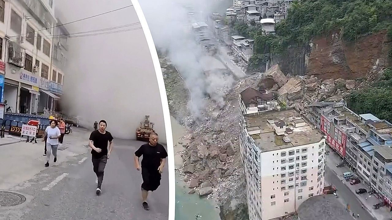 Video: Massive landslide buries homes in western China