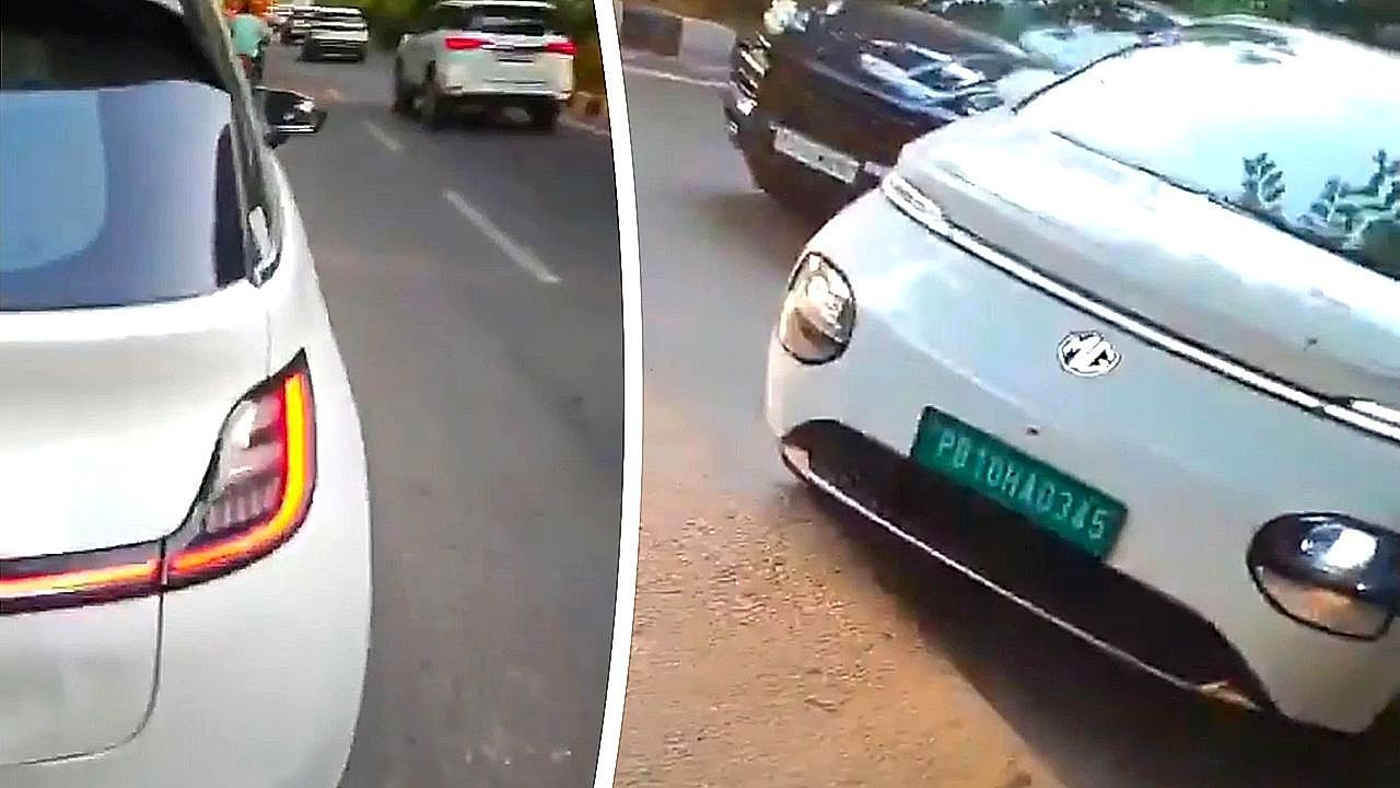 Video: Electric car moves without driver and crashes as owner runs alongside