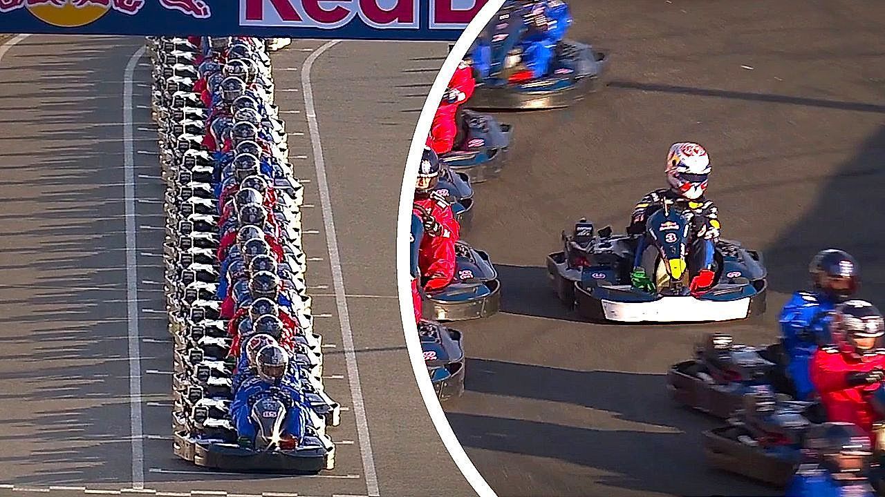 Video: Professional racer Max Verstappen starts last and wins against 100 go-karts