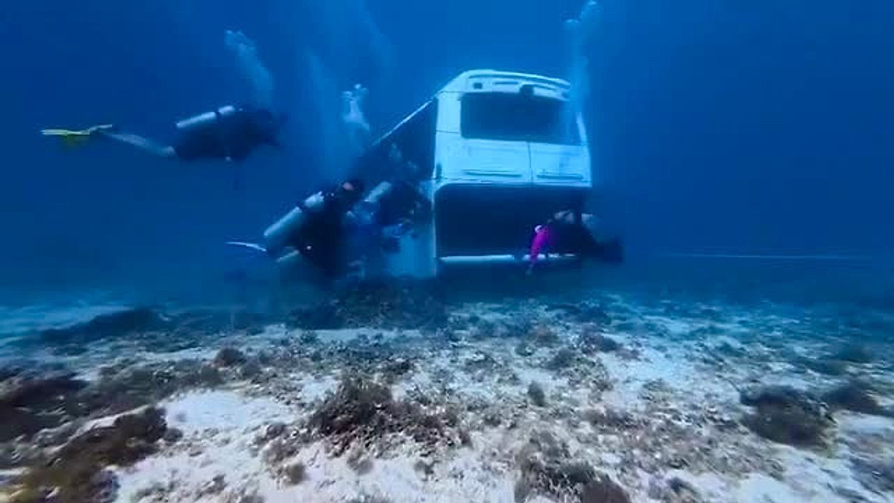 Video: Old school bus sunk to create artificial reef off Philippine island