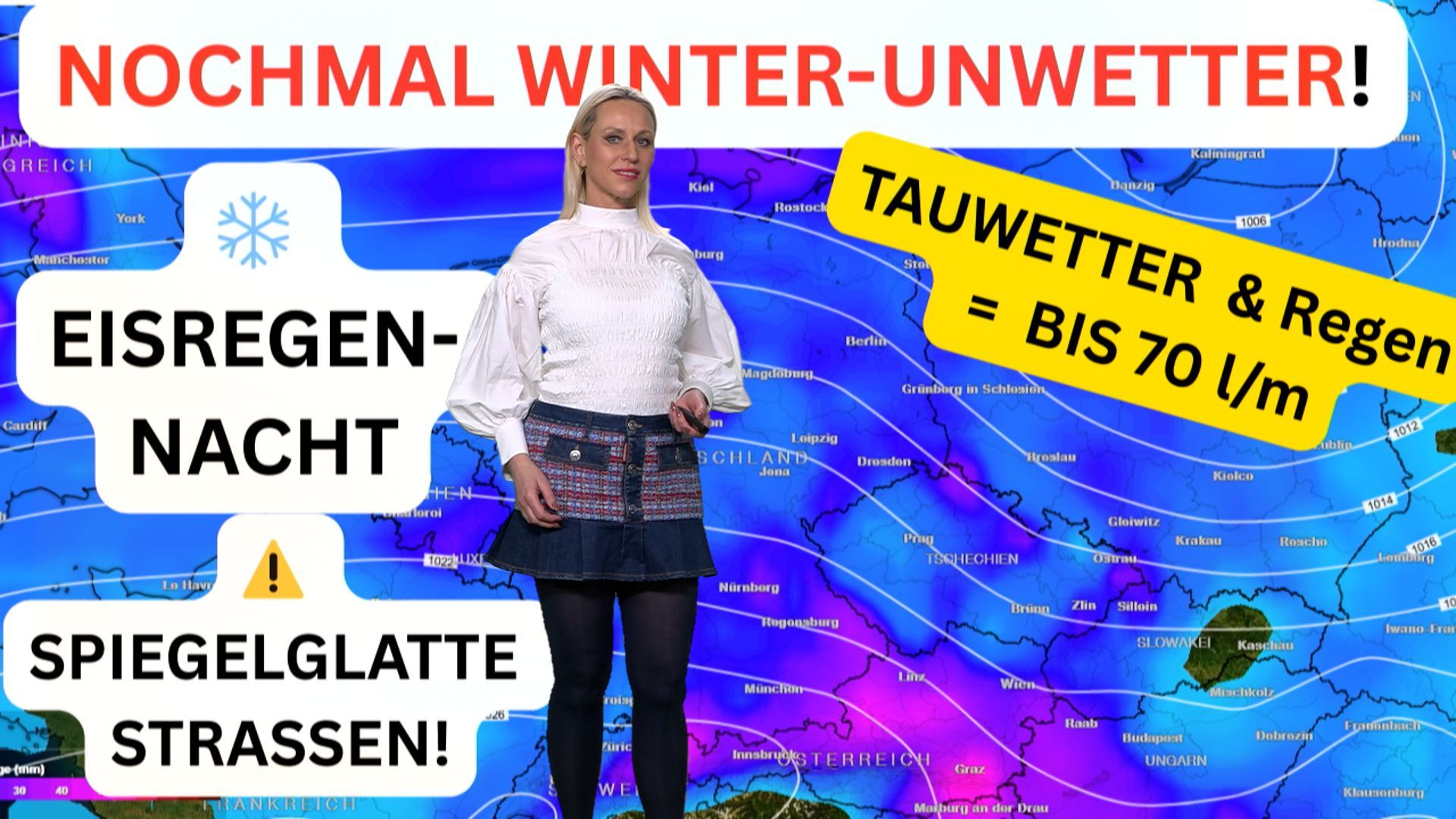 Video: Unwetterartige Eisregen-Nacht! Spiegelglatte Straßen, danach Tauwetter, Regenmassen und Sturm