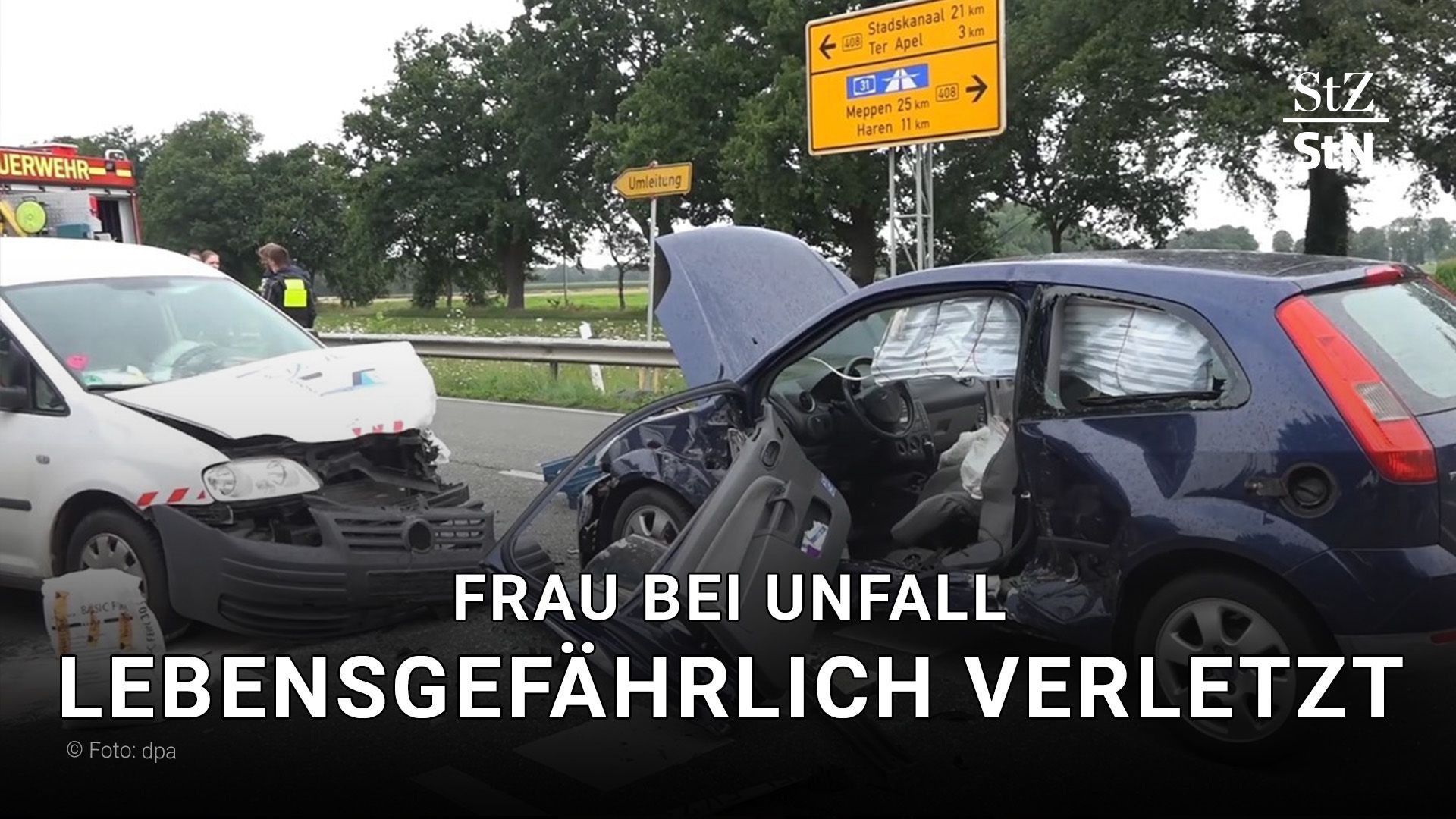 Video: Unfall bei Rütenbrock: Frau lebensgefährlich verletzt